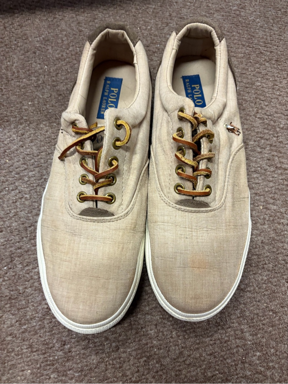 Polo by Ralph Lauren Men's Beige Canvas Casual Sneakers 9.5